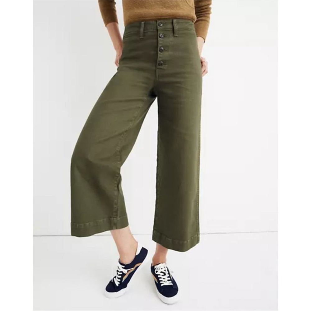 Madewell Emmett Wide-Leg Crop Pants Button Front